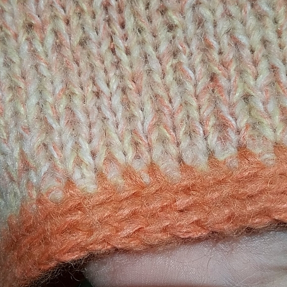 VINTAGE HAND KNIT ORANGE CARDIGAN BY POLLY COTTAGE PRAIRIE FARM CABIN - Picture 11 of 11